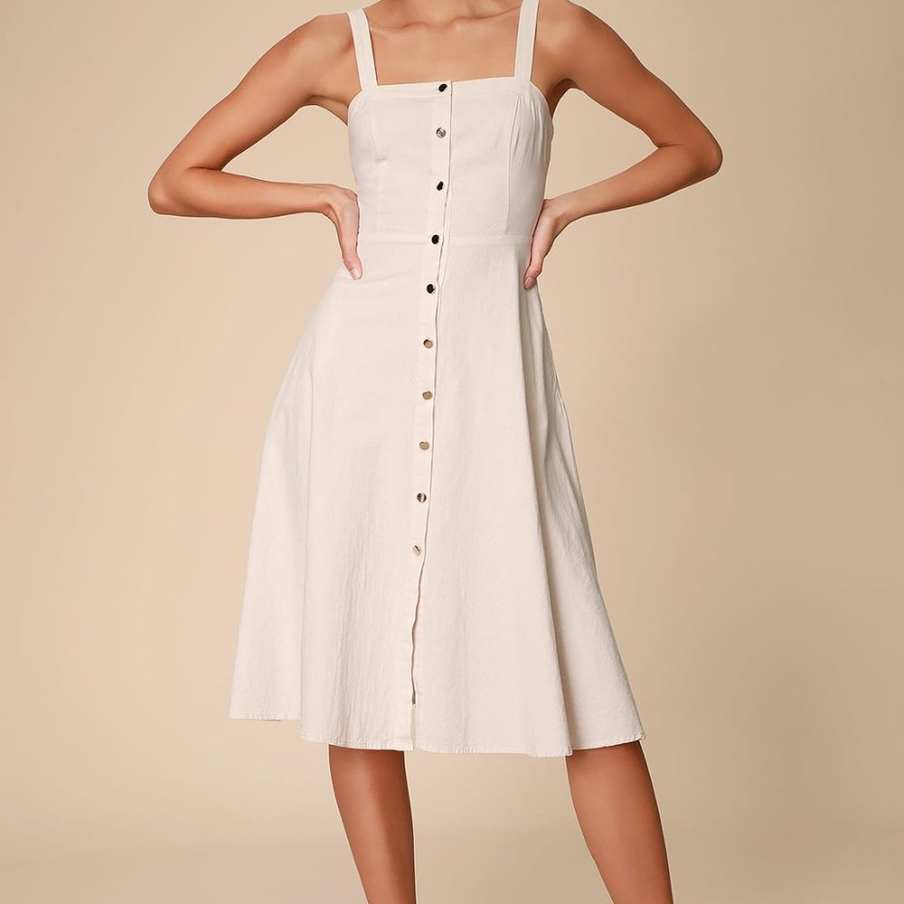 LULUS CREAM MIDI DRESS